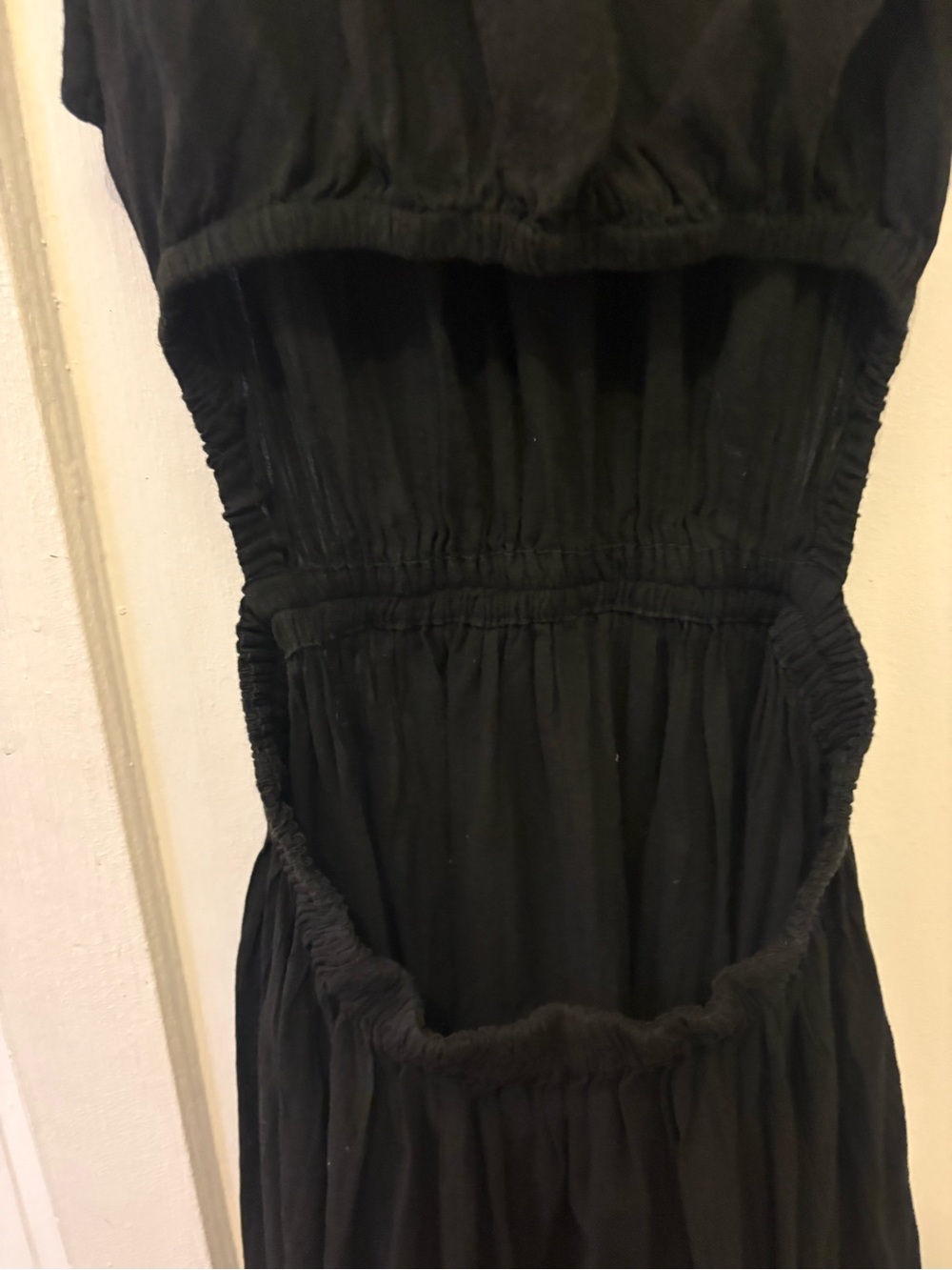 Mango Sleeveless Black Maxi Dress with Gathered Waist - Picture 3 of 5